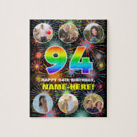 94th Birthday: Fun Rainbow #, Custom Name + Photos