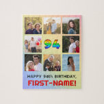 [ Thumbnail: 94th Birthday: Fun Rainbow #, Custom Name & Photos Jigsaw Puzzle ]