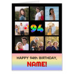 [ Thumbnail: 94th Birthday: Fun Rainbow #, Custom Photos & Name Card ]