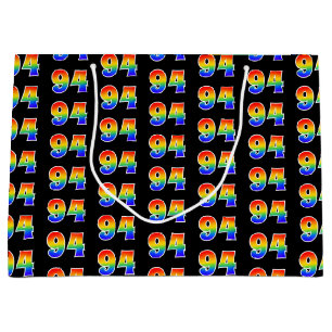94th Birthday: Fun Rainbow Event Number 94 Pattern Large Gift Bag
