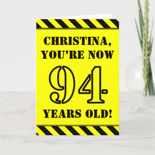94th Birthday: Fun Stencil Style Text, Custom Name Card