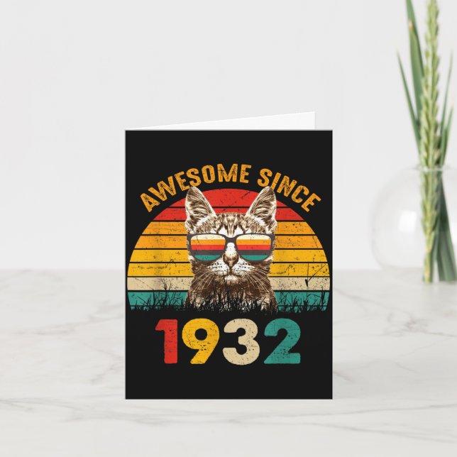 94th birthday gift for a cat lover sunset awesome card (Front)