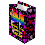 [ Thumbnail: 94th Birthday: Loving Hearts Pattern, Rainbow # 94 Gift Bag ]
