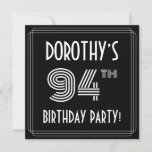 [ Thumbnail: 94th Birthday Party: Art Deco Style W/ Custom Name Invitation ]