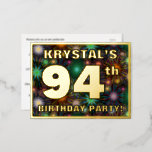 [ Thumbnail: 94th Birthday Party: Bold, Colorful Fireworks Look Postcard ]