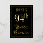 [ Thumbnail: 94th Birthday Party — Fancy Script & Custom Name Invitation ]