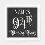 [ Thumbnail: 94th Birthday Party — Fancy Script + Custom Name Napkins ]