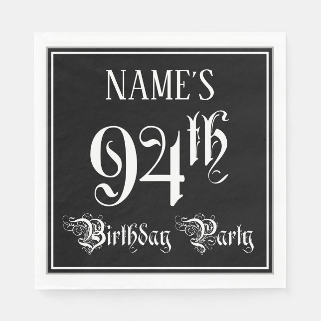 94th Birthday Party — Fancy Script + Custom Name Napkins (Front)
