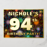 [ Thumbnail: 94th Birthday Party — Fun, Colorful Fireworks Look Invitation ]