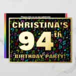 [ Thumbnail: 94th Birthday Party — Fun, Colorful Music Symbols Invitation ]