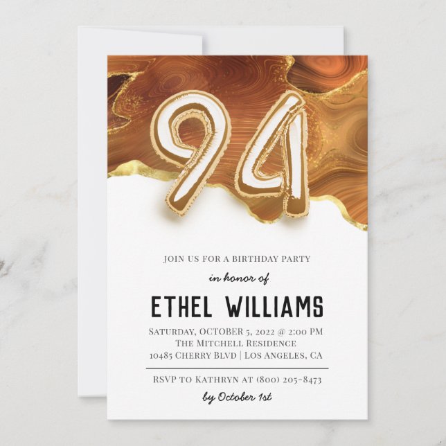 94th Birthday Party Invitation (Front)