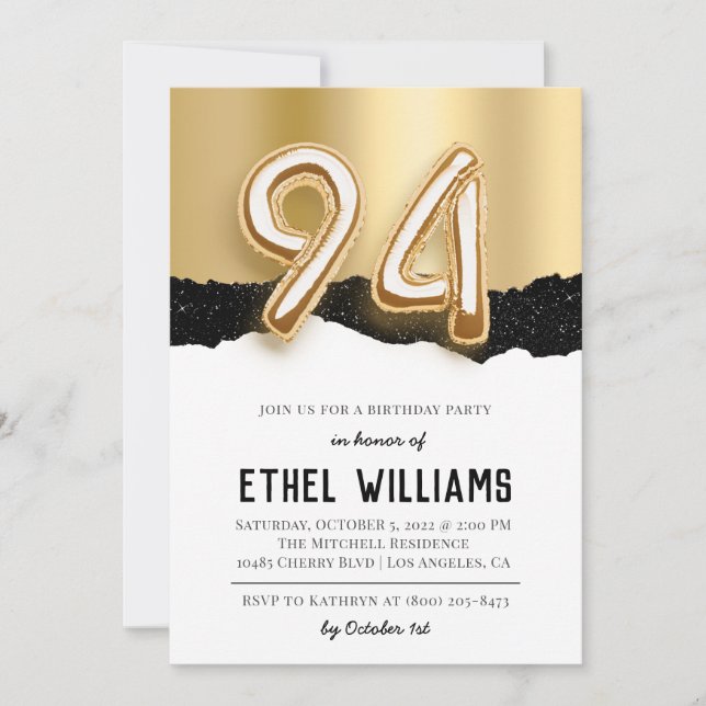 94th Birthday Party Invitation (Front)