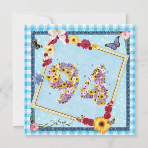 94th Birthday party Invitation flowers,butterflies