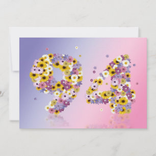94th Birthday party, with flowered letters Invitation