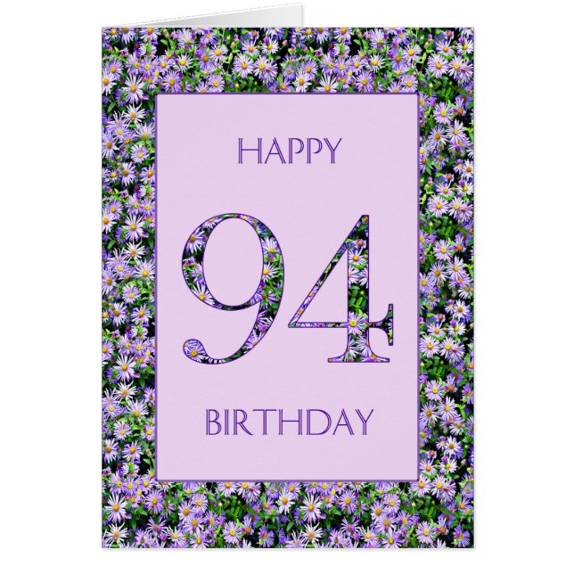 94th Birthday Purple Daisies Cards (Front)
