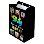 [ Thumbnail: 94th Birthday: Rainbow “94“, Custom Photos & Name Gift Bag ]