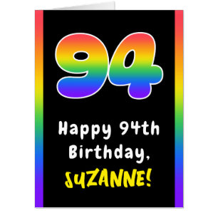 94th Birthday: Rainbow Spectrum # 94, Custom Name Card