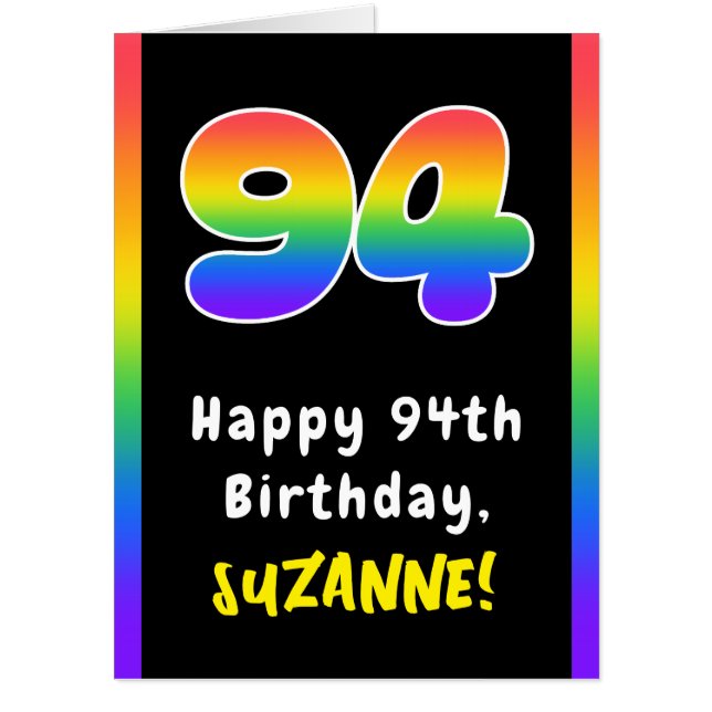 94th Birthday: Rainbow Spectrum # 94, Custom Name Card (Front)