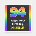 [ Thumbnail: 94th Birthday: Rainbow Spectrum # 94, Custom Name Napkins ]