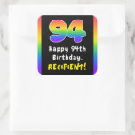 [ Thumbnail: 94th Birthday: Rainbow Spectrum # 94, Custom Name Sticker ]