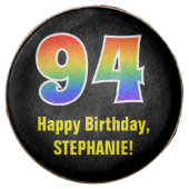 94th Birthday - Rainbow Spectrum Pattern Number 94 Chocolate Covered Oreo (Front)