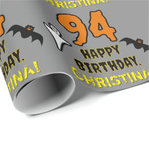 94th Birthday: Spooky Halloween Theme, Custom Name Wrapping Paper