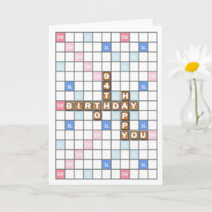 94th Birthday, Word Game Board Card