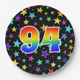 94th Event: Bold, Fun, Colorful Rainbow 94 Paper Plates