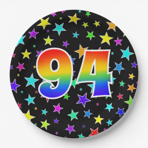 94th Event Bold Fun Colorful Rainbow 94 Paper Plates