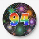 [ Thumbnail: 94th Event - Fun, Colorful, Bold, Rainbow 94 Paper Plates ]
