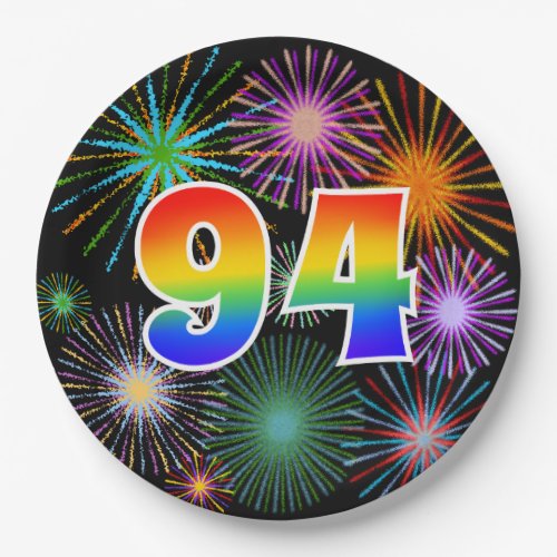 94th Event _ Fun Colorful Bold Rainbow 94 Paper Plates