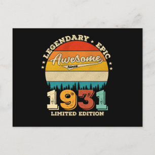 94th Year Old Retro Awesome 94th Birthday Gift Postcard