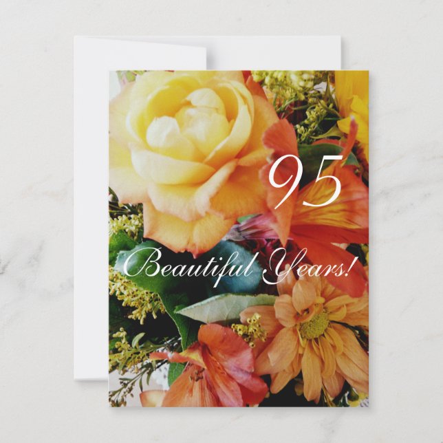 95 Beautiful Years!-Birthday/Yellow Rose Bouquet Invitation (Front)