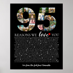 95 Reasons We Love You Photo Collage birthday Poster