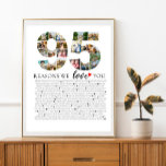 95 reasons why we love you photo collage birthday poster<br><div class="desc">Express your love and admiration with our 95 Reasons We Love You Photo Collage Poster from The Arty Apples. Ideal for celebrating a special milestone anniversary,  this beautiful poster features a collage of photos and heartfelt reasons why your loved one is cherished.</div>