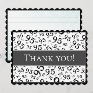 95 "Thank you!" Black/White Number Pattern Thank You Card