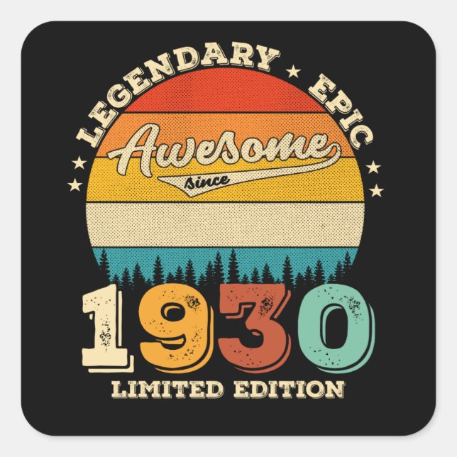 95 Year Old Bday Retro Awesome 95th Birthday Gift Square Sticker (Front)