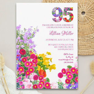 95 Years Elegant Garden Floral – 95th Birthday Invitation