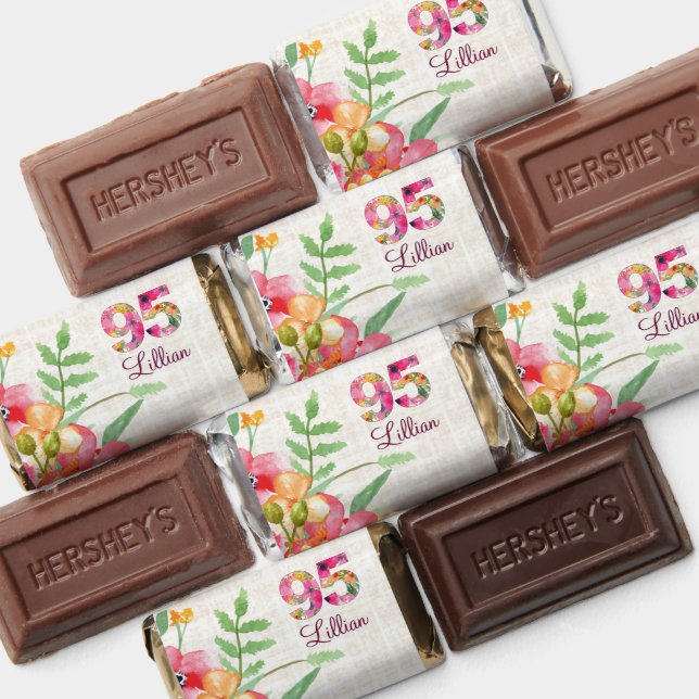 95 Years Flowers Floral Linen 95th Birthday Hershey's Miniatures (Assorted)