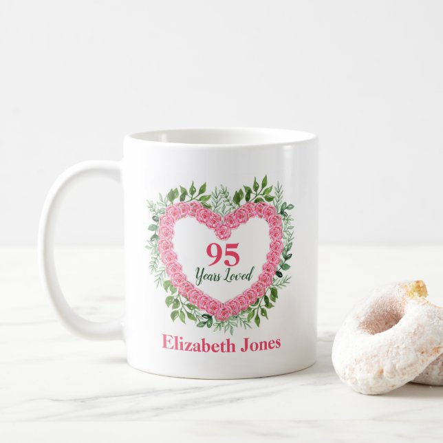 95 Years Loved Personalized 95th Birthday Mug (With Donut)