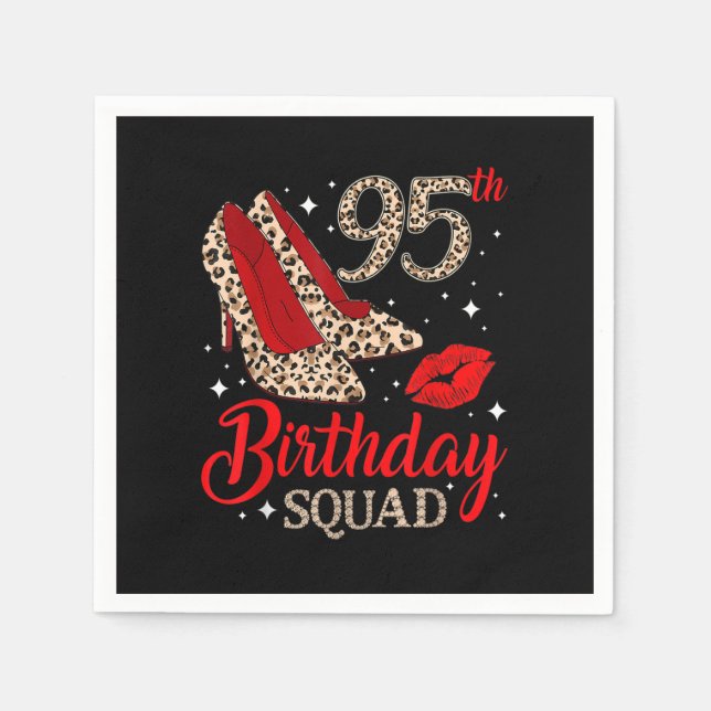 95 Years Old Gifts 95th Birthday Squad Leopard Hig Napkins (Front)