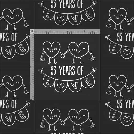 95th Anniversary Gift Chalk Hearts Fabric
