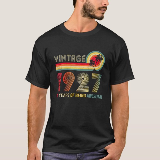95Th Birthday 1927 95 Years Of Being Awesome Retro T-Shirt (Front)