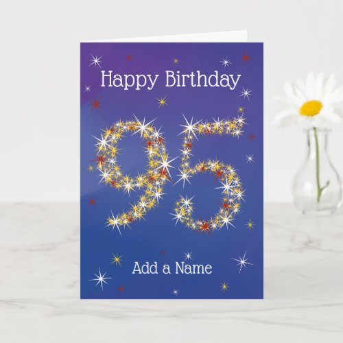 95th Birthday - 95 in Stars - Blue - Age 95