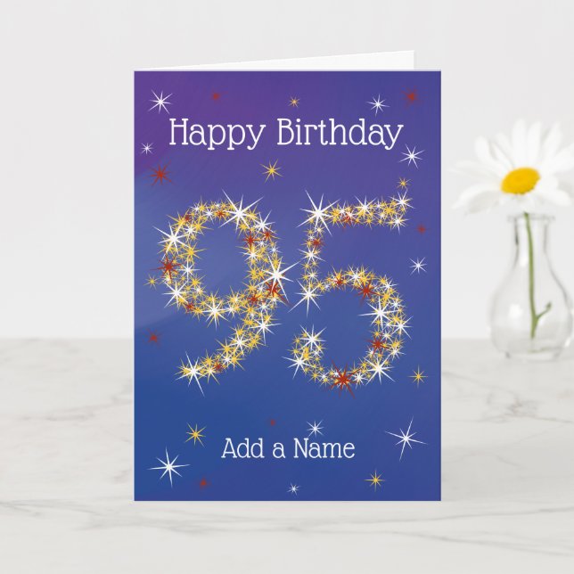 95th Birthday - 95 in Stars - Blue - Age 95 Card (Small Plant)