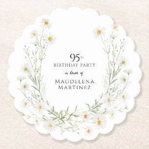 95th Birthday April Birthday Month Daisy Custom Paper Coaster