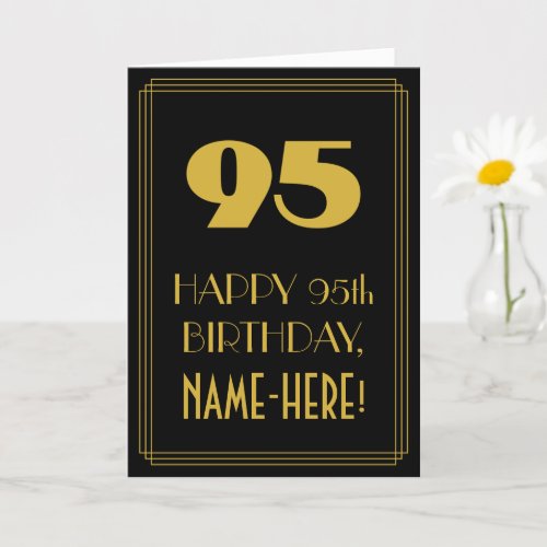 95th Birthday  Art Deco Inspired Look 95  Name Card