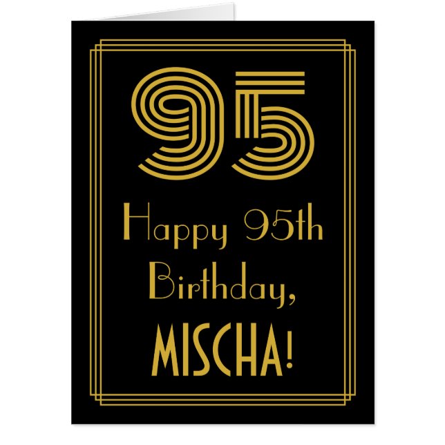 95th Birthday: Art Deco Inspired Look “95” + Name Card (Front)