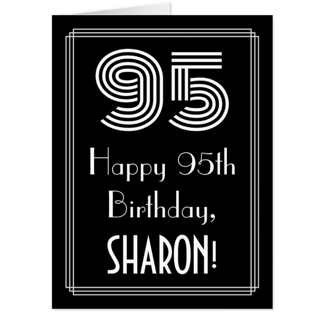95th Birthday — Art Deco Inspired Look “95” + Name Card (Front)