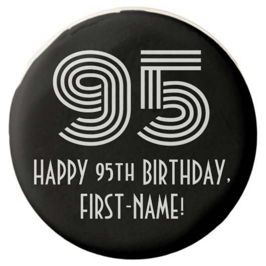 95th Birthday - Art Deco Inspired Look "95", Name Chocolate Covered Oreo (Front)